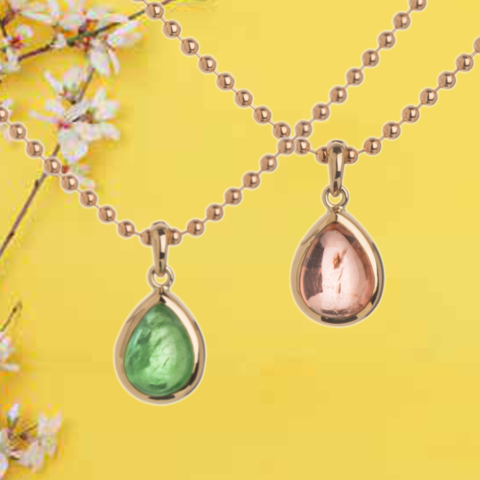 Anhänger mit Tsavorith und Turmallin Tropfenim  Cabochon-Schliff