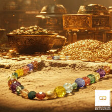 Kette aus facettierten Turmalinen, Peridot, Tansanit, Aquamarin und Amethyst mit Gold-Elementen