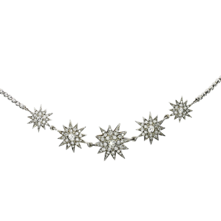 Hals-Collier mit Sternenmotiv Weißgold mit Brillanten
