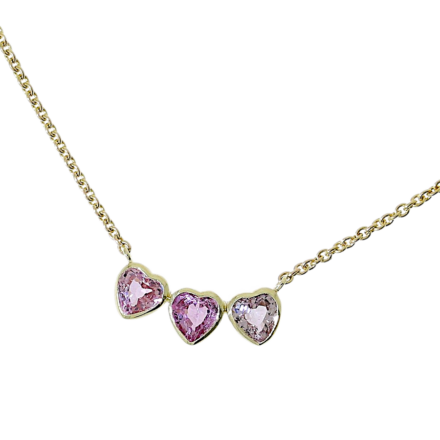 Goldkette mit kleinen rosa Herzen aus Saphir