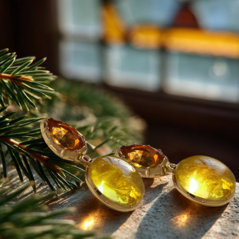 Ohrringe Gelbgold gelbe Berylle Citrin - Goldschmiede Bergmann Hamburg Ohrringe mit Citrinen und gelben Beryllen gefasst in 750er Gelbgold