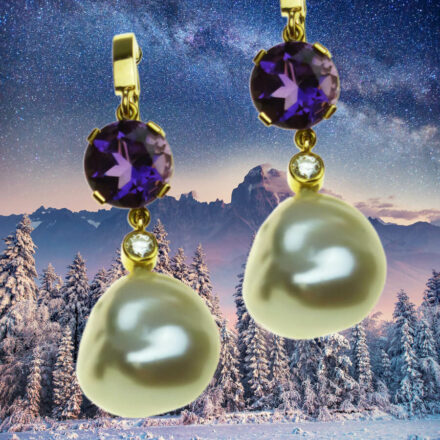 Ohrringe mit Amethyst und Barockperlen