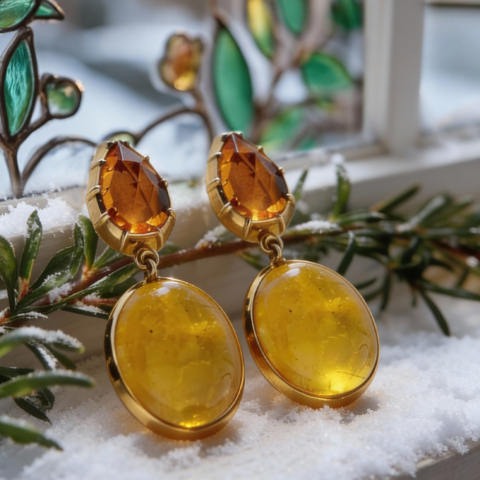Ohrstecker gelbe Berylle Citrin Gelbgold - Goldschmiede Bergmann Hamburg Ohrringe mit Citrinen und gelben Beryllen gefasst in 750er Gelbgold