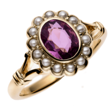 Ring pink Safir mit Perlen