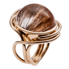 Ring in Rosegold mit Rutilquarz-Cabochon