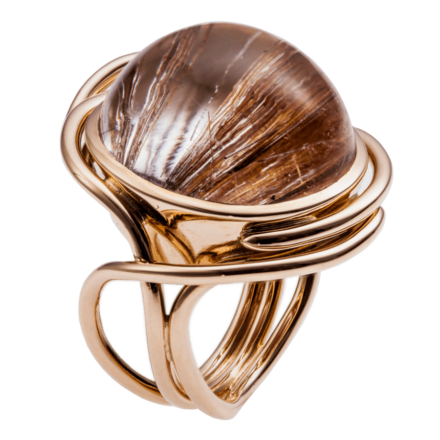 Ring in Rosegold mit Rutilquarz-Cabochon