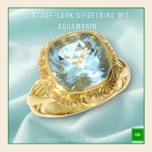 Siegelring im Vintage-Style mit glamourösem Aquamarin in Gelbgold