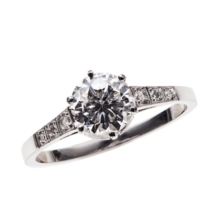 Solitaire Brillantring mit ausgefasster Ringschiene